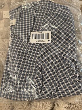 Hollister Navy and White Plaid Button-Up Shirt